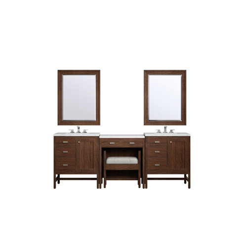 James Martin Vanities Addison 90" Double Basin Poplar Wood Vanity Set with Quartz Top, USB/Electrical Outlets and Matching Mirror - E444MCA-V30GP-DB-EJP