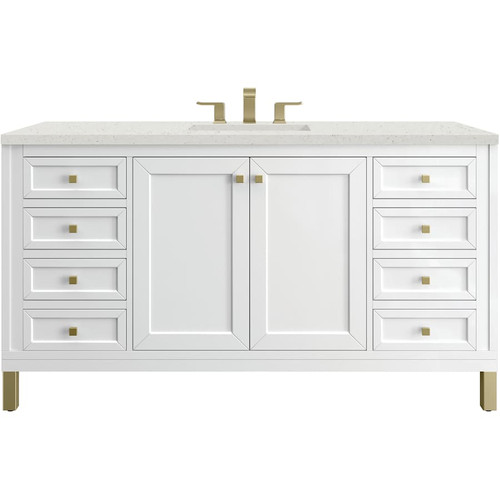 James Martin Vanities Chicago 60" Free Standing Single Basin Vanity Set with Quartz Top and Rectangular Sink - 503-V60S-3LDL