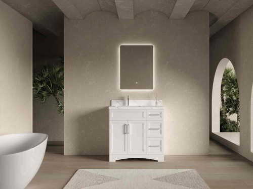 Royal Pearl Collection 36 inch White Bathroom Vanity Left Offset