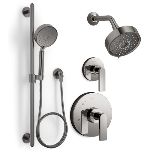 Kohler Composed Pressure Balanced Shower System with Shower Head, Hand Shower, Valve Trim, and Shower Arm - Vibrant Titanium