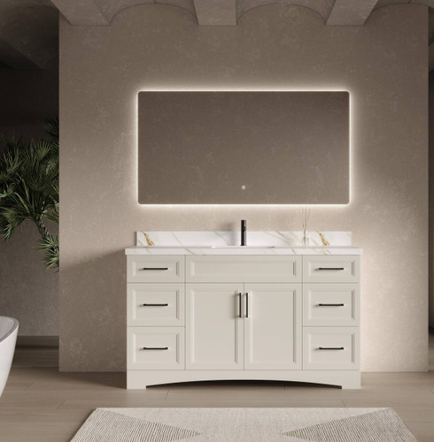 Royal Pearl 60 inch Linen Beige  Single Sink Bathroom Vanity * New Model