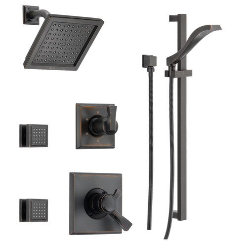 Delta Monitor 17 Series Dual Function Pressure Balanced Shower System with Integrated Volume Control, Shower Head, 2 Body Sprays and Hand Shower - Includes Rough-In Valves - Venetian Bronze