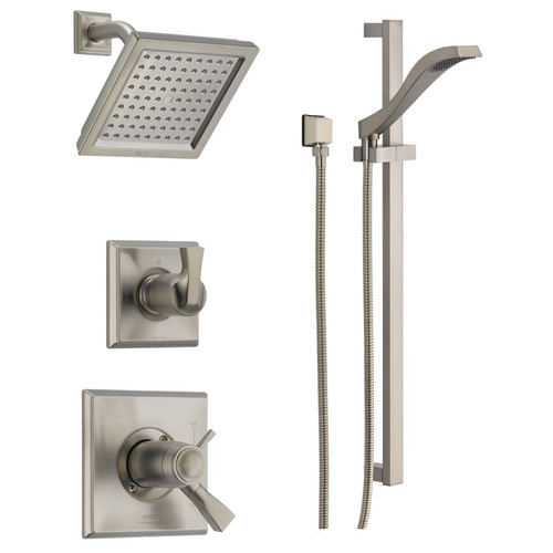 Delta TempAssure 17T Series Thermostatic Shower System with Integrated Volume Control, Shower Head, and Hand Shower - Includes Rough-In Valves - Brilliance Stainless