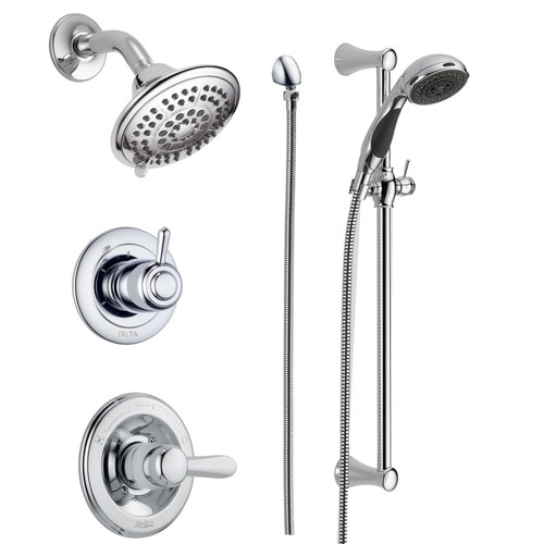Delta TempAssure 17T Series Thermostatic Shower System with Integrated Volume Control, Shower Head, 3 Body Sprays and Hand Shower - Includes Rough-In Valves - Chrome