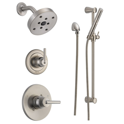 Delta Monitor 14 Series Single Function Pressure Balanced Shower System with Shower Head, and Hand Shower - Includes Rough-In Valves - Brilliance Stainless
