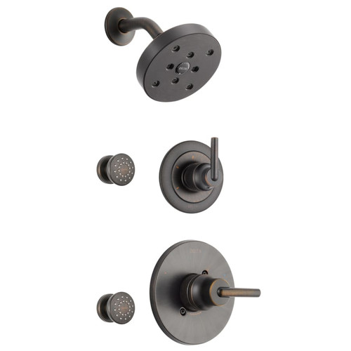 Delta Monitor 14 Series Single Function Pressure Balanced Shower System with Shower Head, and 2 Body Sprays - Includes Rough-In Valves - Venetian Bronze