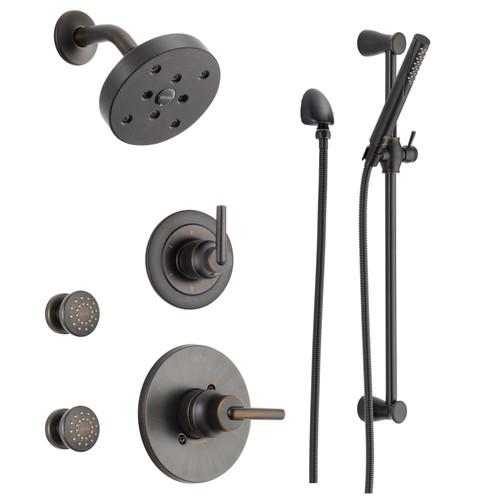 Delta Monitor 14 Series Single Function Pressure Balanced Shower System with Shower Head, 2 Body Sprays and Hand Shower - Includes Rough-In Valves - Venetian Bronze