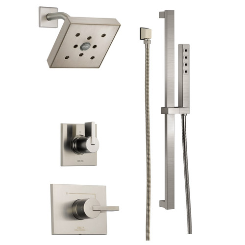 Delta Monitor 14 Series Single Function Pressure Balanced Shower System with Shower Head, and Hand Shower - Includes Rough-In Valves - Brilliance Stainless