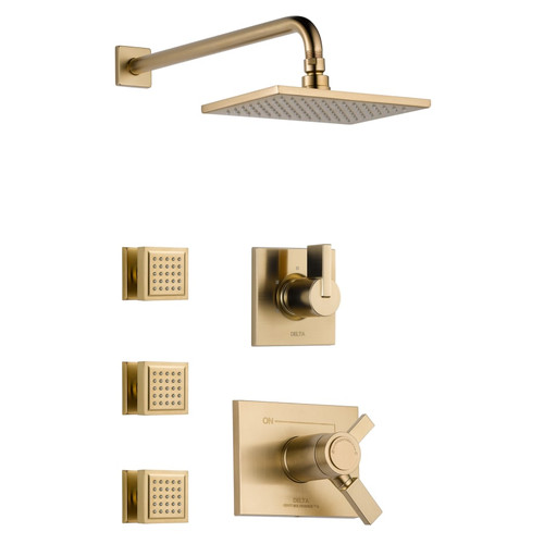 Delta TempAssure 17T Series Thermostatic Shower System with Integrated Volume Control, Shower Head, and 3 Body Sprays - Includes Rough-In Valves - Champagne Bronze