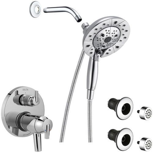 Delta Trinsic Pressure Balanced Shower System with Shower Head, Shower Arm, Hand Shower, Bodysprays, Hose, Valve Trim and MultiChoice Rough-In-Chrome
