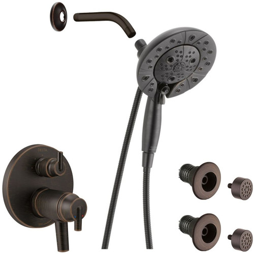 Delta Trinsic Pressure Balanced Shower System with Shower Head, Shower Arm, Hand Shower, Bodysprays, Hose, Valve Trim and MultiChoice Rough-In-Venetian Bronze