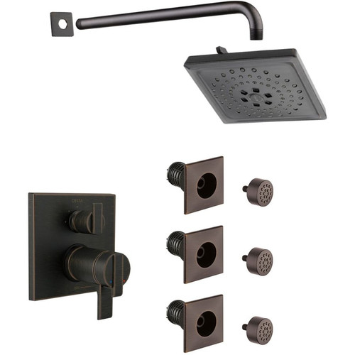 Delta Ara Thermostatic Shower System with Shower Head, Shower Arm, Bodysprays, Valve Trim and MultiChoice Rough-In  -  Venetian Bronze