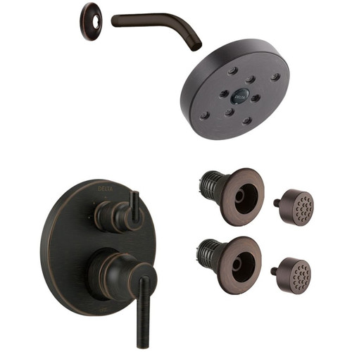 Delta Trinsic Pressure Balanced Shower System with Shower Head, Shower Arm, Bodysprays, Valve Trim and MultiChoice Rough-In - Venetian Bronze