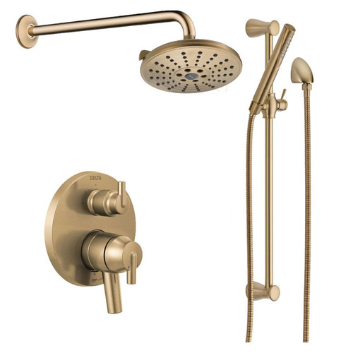 Delta Trinsic Thermostatic Shower System with Shower Head and Shower Arm - Includes Rough-In - Champagne Bronze