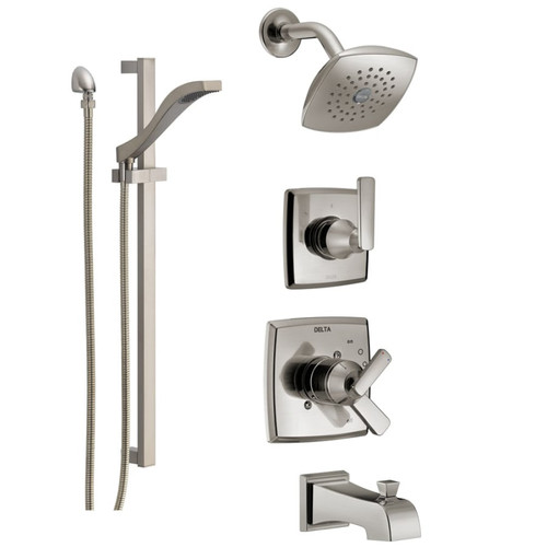 Delta Monitor 17 Series Dual Function Pressure Balanced Tub and Shower System with Integrated Volume Control - Includes Rough-In Valves -  Brilliance Stainless