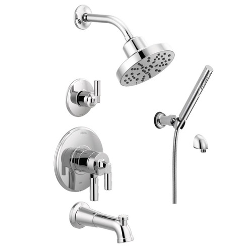 Delta Bowery Monitor 17 Series Pressure Balanced Tub and Shower System with Integrated Volume Control, Shower Head and Hand Shower - Includes Rough-In Valves - Chrome