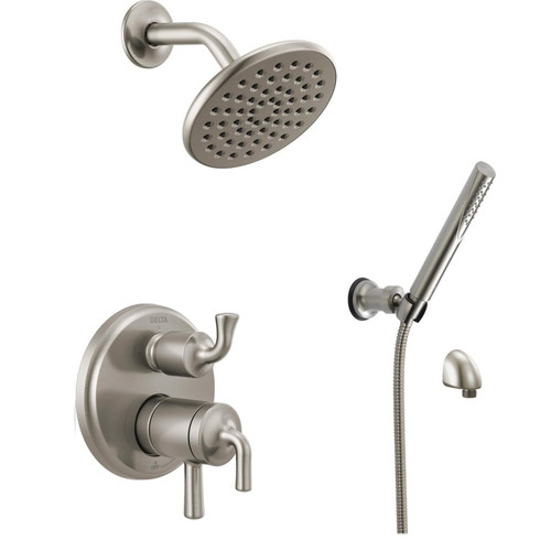 Delta Kayra 17 Series Pressure Balanced Shower System with Integrated Volume Control, Shower Head and Hand Shower - Includes Rough-In Valve - Brilliance Stainless