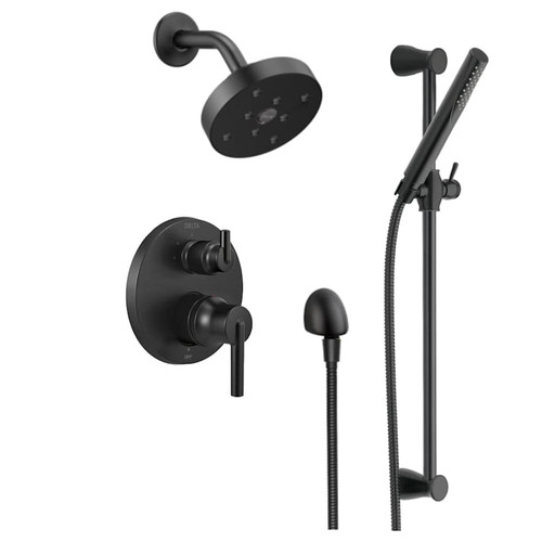 Delta Trinsic Pressure Balanced Shower System with Shower Head, Shower Arm and Hand Shower - Includes Rough-In -  Matte Black