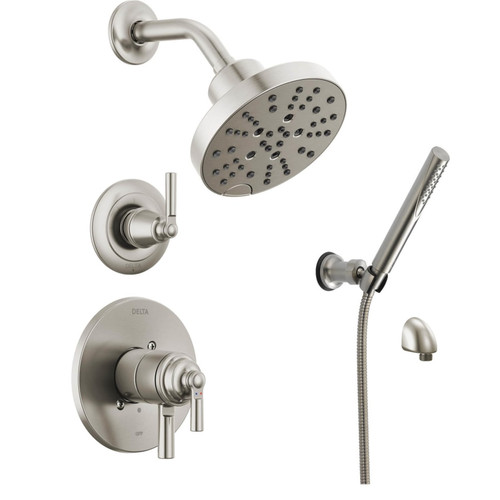 Delta Saylor Monitor 17 Series Dual Function Pressure Balanced Shower System with Integrated Volume Control, Shower Head, and Hand Shower - Includes Rough-In Valves -  Brilliance Stainless