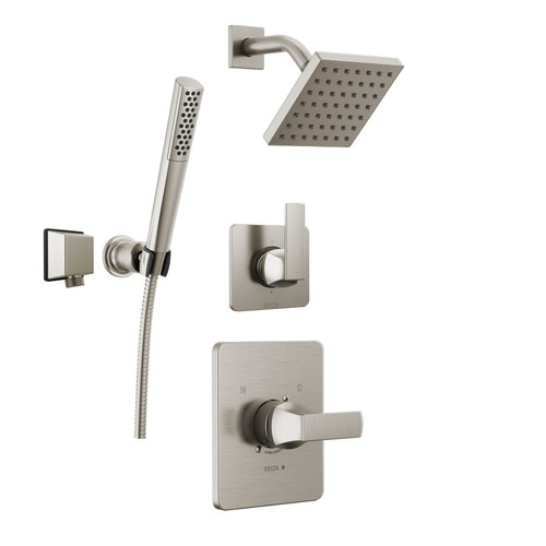 Delta Velum Monitor 14 Series Pressure Balanced Shower System with Shower Head, and Hand Shower Set - Includes Rough-In Valves -  Brilliance Stainless