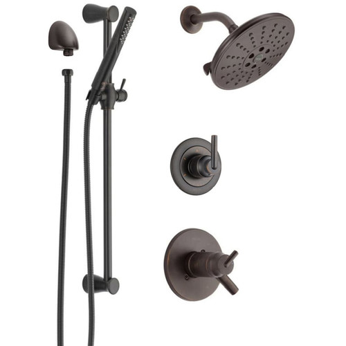 Delta TempAssure 17T Series Thermostatic Shower System with Integrated Volume Control, Shower Head, and Hand Shower - Includes Rough-In Valves - Venetian Bronze