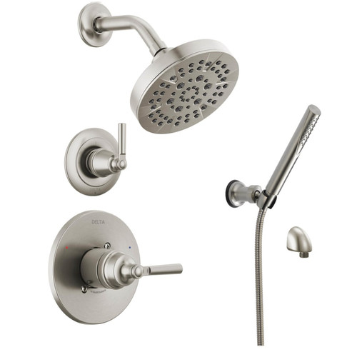 Delta Saylor Monitor 14 Series Single Function Pressure Balanced Shower System with Shower Head and Hand Shower - Includes Rough-In Valves -  Brilliance Stainless