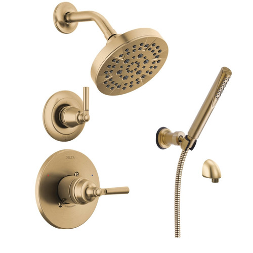 Delta Saylor Monitor 14 Series Single Function Pressure Balanced Shower System with Shower Head and Hand Shower - Includes Rough-In Valves - Champagne Bronze