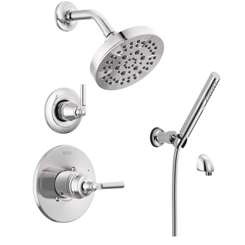 Delta Saylor Monitor 14 Series Single Function Pressure Balanced Shower System with Shower Head and Hand Shower - Includes Rough-In Valves - Chrome