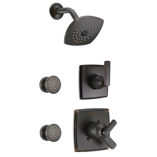 Delta Monitor 17 Series Dual Function Pressure Balanced Shower System with Integrated Volume Control, Shower Head, and 2 Body Sprays and Rough-In Valves - Venetian Bronze