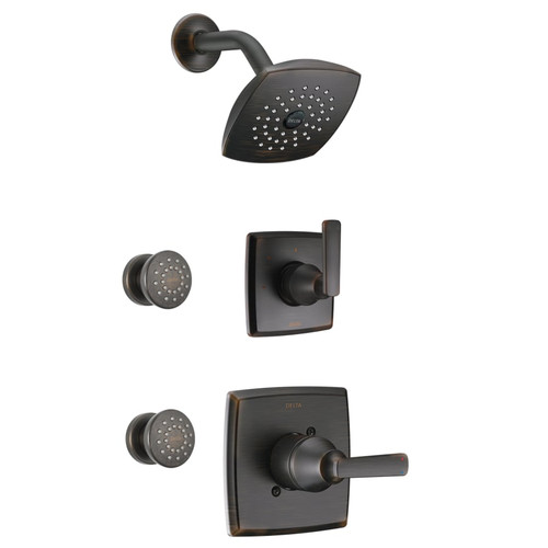 Delta Monitor 14 Series Single Function Pressure Balanced Shower System with Shower Head, and 2 Body Sprays - Includes Rough-In Valves - Venetian Bronze