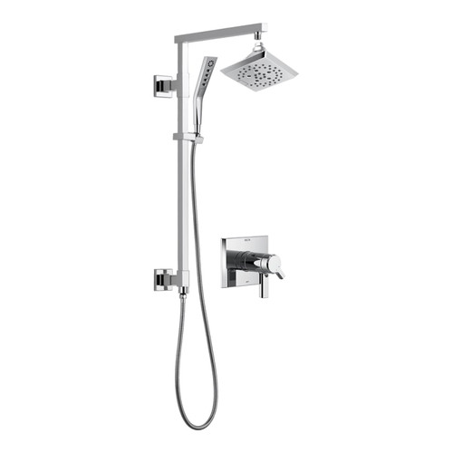 Delta Pivotal Thermostatic Shower System with Shower Head, Hand Shower, Slide Bar, Hose, and Valve Trim - Chrome