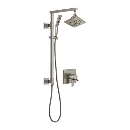 Delta Pivotal Pressure Balanced Shower System with Shower Head, Hand Shower, Slide Bar, Hose, and Valve Trim -  Brilliance Stainless