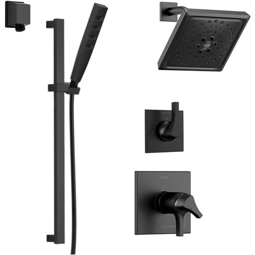Delta TempAssure 17T Series Thermostatic Shower System with Integrated Volume Control, Shower Head, and Hand Shower - Includes Rough-In Valve -  Matte Blacks
