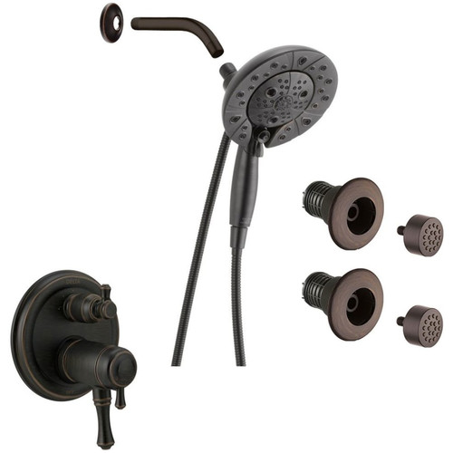 Delta Cassidy Pressure Balanced Shower System with Shower Head, Shower Arm, Hand Shower, Bodysprays, Hose, Valve Trim and MultiChoice Rough-In - Venetian Bronze