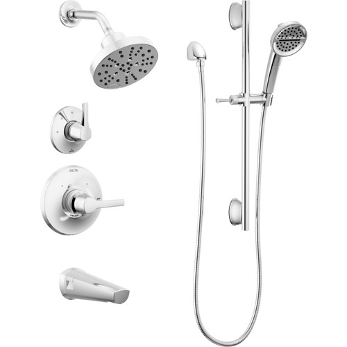 Delta Galeon Monitor 14 Series Single Function Pressure Balanced Tub and Shower System with Shower Head, and Hand Shower - Includes Rough-In Valves -  Lumicoat Chrome