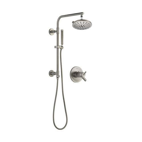 Delta Trinsic Thermostatic Shower System with Shower Head, Hand Shower, Slide Bar, Hose, and Valve Trim - Brilliance Stainless