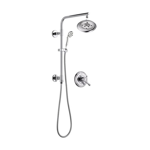 Delta Cassidy Pressure Balanced Shower System with Shower Head, Hand Shower, Slide Bar, Hose, and Valve Trim - Chrome