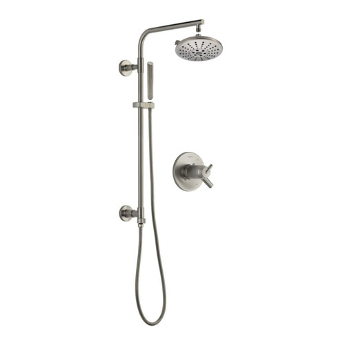 Delta Trinsic Thermostatic Shower System with Shower Head, Hand Shower, Slide Bar, Hose, and Valve Trim - Brilliance Stainless