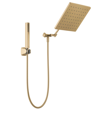 Delta 10 inch Raincan Shower Head & Hand Held Combo with Adjustable Extension Arm in Champagne Bronze