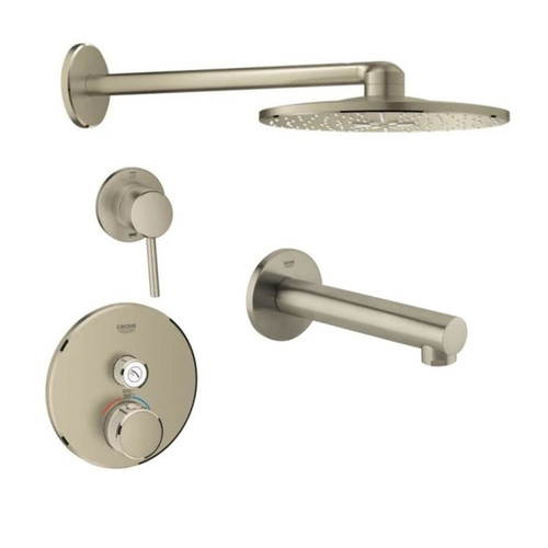 Grohe SmartControl Shower System with Shower Head, Diverter Trim, Valve Trim, Tub Spout, and Rough In