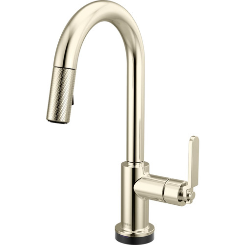 Brizo Litze 1.8 GPM Single Hole Pull Down Prep/Bar Faucet with On/Off Touch Activation, Arc Spout and Industrial Handle