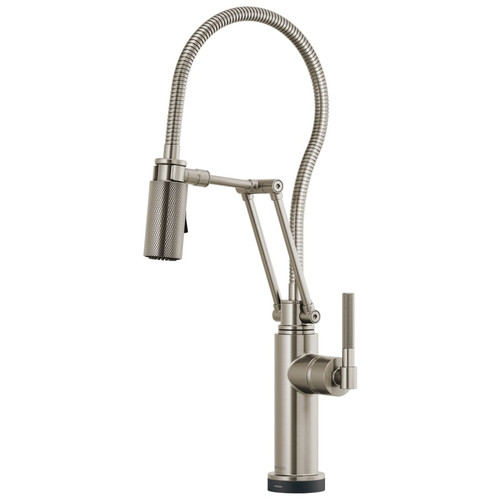 Brizo Litze 1.8 GPM Pre-Rinse Pull-Down Kitchen Faucet with Dual Jointed Articulating Arm, Knurled Handle and Metal Finished Hose