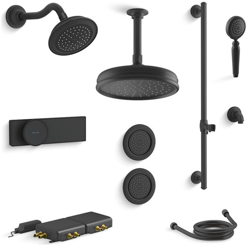 Kohler Artifacts Electronic, Thermostatic Shower System with Shower Head, Hand Shower, Slide Bar, Bodysprays, Shower Arm, Hose, and Valve Trim