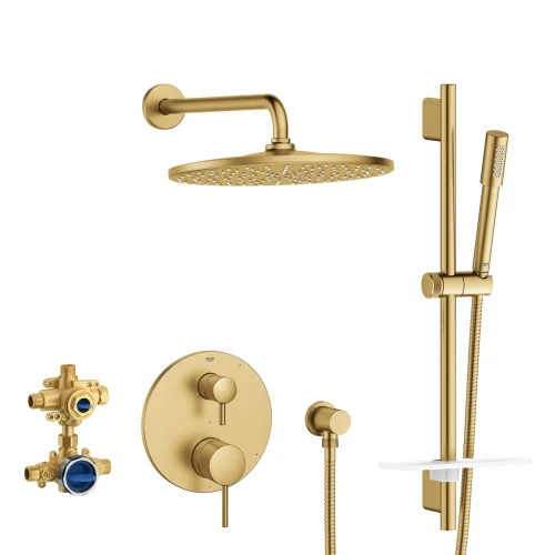 GROHE Timeless Pressure Balance Rain Shower Set - Brushed Cool Sunrise
