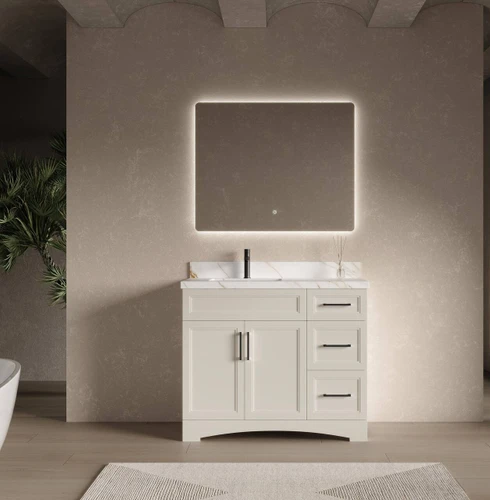 Royal Pearl Collection 42 inch Beige  Bathroom Vanity Left Offset