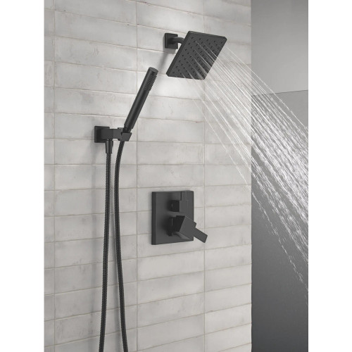 Delta 14S Shower Trim w Fixed Head & Hand Shower Matt Black Complete
