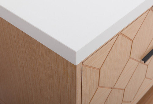 Royal Crete 24  inch Geometric Wood Design  Bathroom Vanity with Quartz Countertop