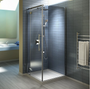Kamo Corner Pivot Shower Door with Clear Glass Panels