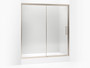 Lattis® Pivot shower door, 76" H x 69 - 72" W, with 3/8" thick Crystal Clear glass in Adonized Brushed Bronze
