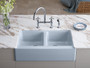 Kohler | Hawthorne™ 33" x 22-1/8" x 8-3/4" apron-front under-mount double-equal kitchen sink with 4 oversize faucet holes